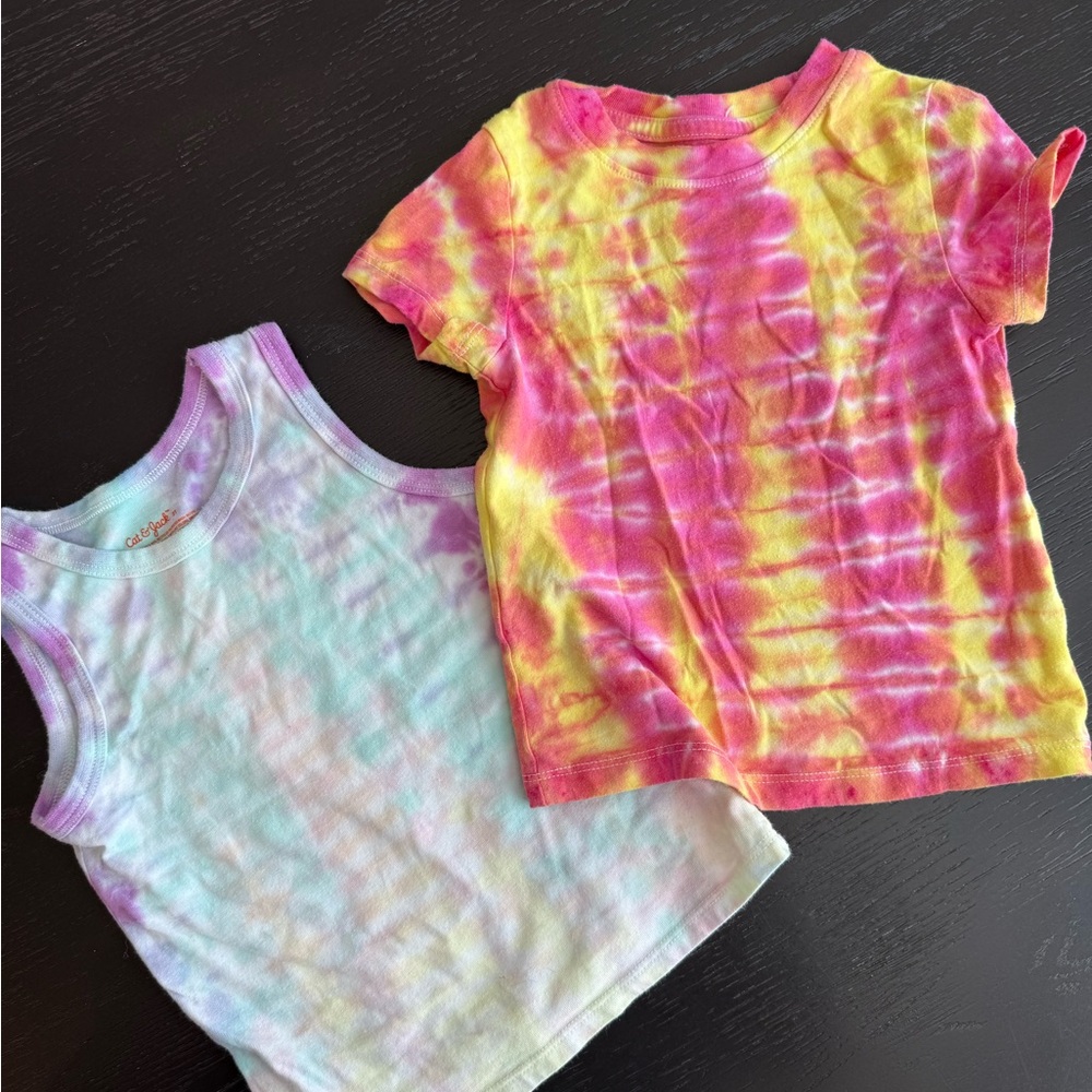 Tie Dye Shirt set- 1 tank top, 1 short sleeve